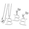 Set šperků s písmenem B – náhrdelník 450x1.6mm a náušnice 17x12mm, stříbrná barva, elegantní design.