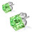 Ocelové náušnice - zelená skleněná kostička 8 mm