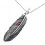 Přívěsek v podobě peříčka se stříbrnou barvou a krystaly, délka náhrdelníku 450 mm, rozměry přívěsku 63 x 17 mm.