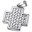 Přívěsek ve tvaru kříže s reliéfním vzorem, rozměry 21x21 mm, stříbrná barva.