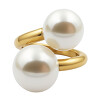 Dvojitý prsten s perlami v zlaté barvě, průměr perly 22 mm, elegantní design pro každou příležitost.