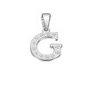 Přívěsek s písmenem G zdobený kamínky ve stříbrné barvě, elegantní design pro každodenní nošení.