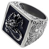 Ocelový prsten s drakem a černým pozadím, rozměr H:22mm, velikost 7 až 13.