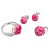 Ocelový set s růžovými krystaly – prsten (P: 12mm), náušnice (E: 10mm), přívěsek (R: 12mm)