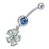 Ocelový piercing Květina, Barva zirkonu: Modrá