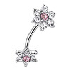 Ocelový piercing Květina 3, Barva zirkonu: Růžová