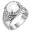 Prsten s bílým kamenem a krystaly, šířka 13 mm, váha 8,5 g
