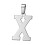 Přívěsek ve tvaru písmene X, rozměr 20x12 mm, stříbrná barva.