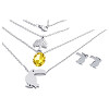 Ocelový set s přívěskem a náušnicemi tukana a listu, náhrdelník 400 mm, přívěsek 18x17 mm, náušnice 10x10 mm