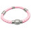 Náramek s pleteným designem v růžové barvě s ocelovými detaily, elegantní a stylový doplněk pro každou příležitost.
